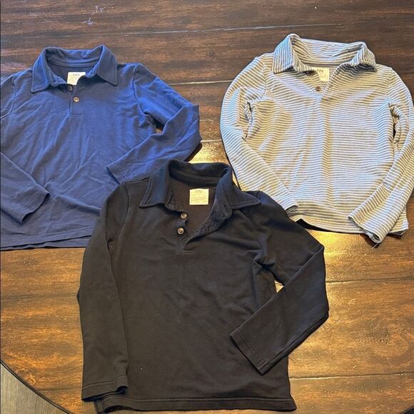 Little Sleepies Long Sleeve Polo Trio - Navy, Black, Striped - Picture 1 of 1